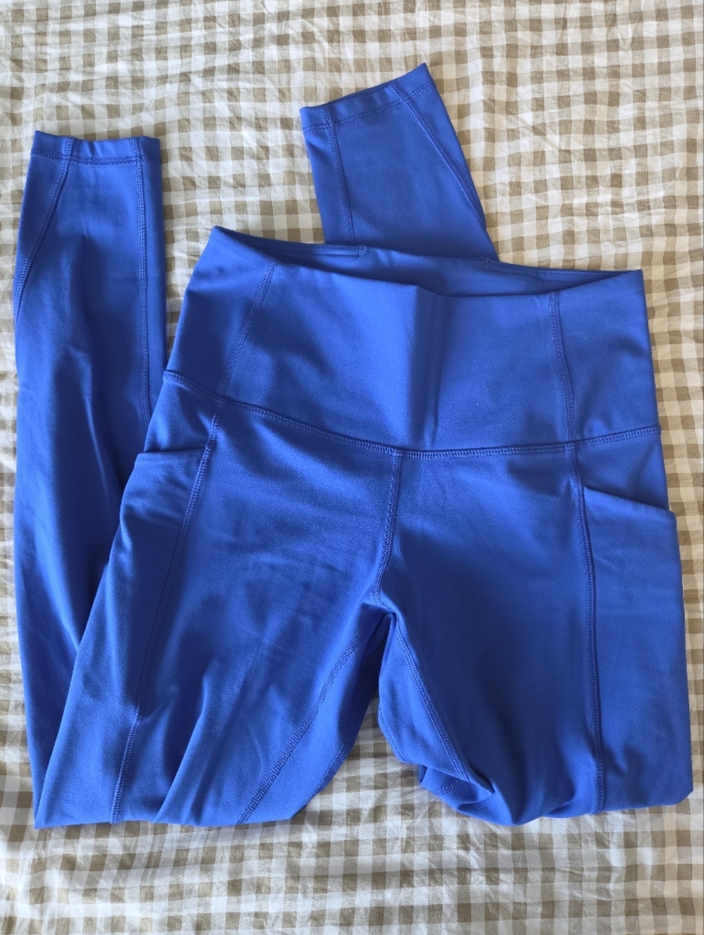 High-Waist Royal Blue Leggings - Women's Activewear M W/ Pockets